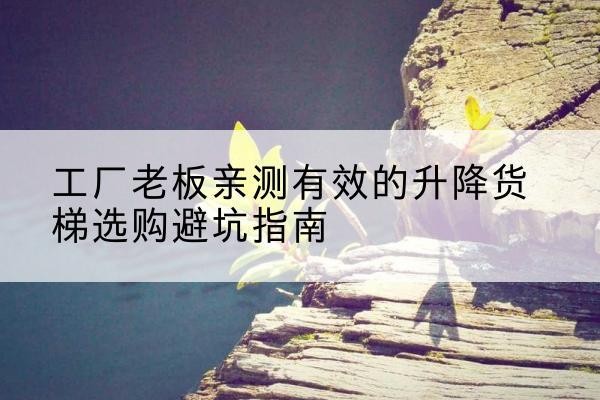 五通桥升降货梯怎么选-工厂老板亲测有效的升降货梯选购避坑指南